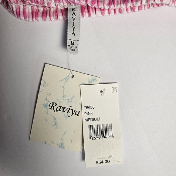 Raviya Women's Maxi Dress Swim Cover Up Size M 100% Cotton Pink White Check - Picture 14 of 15